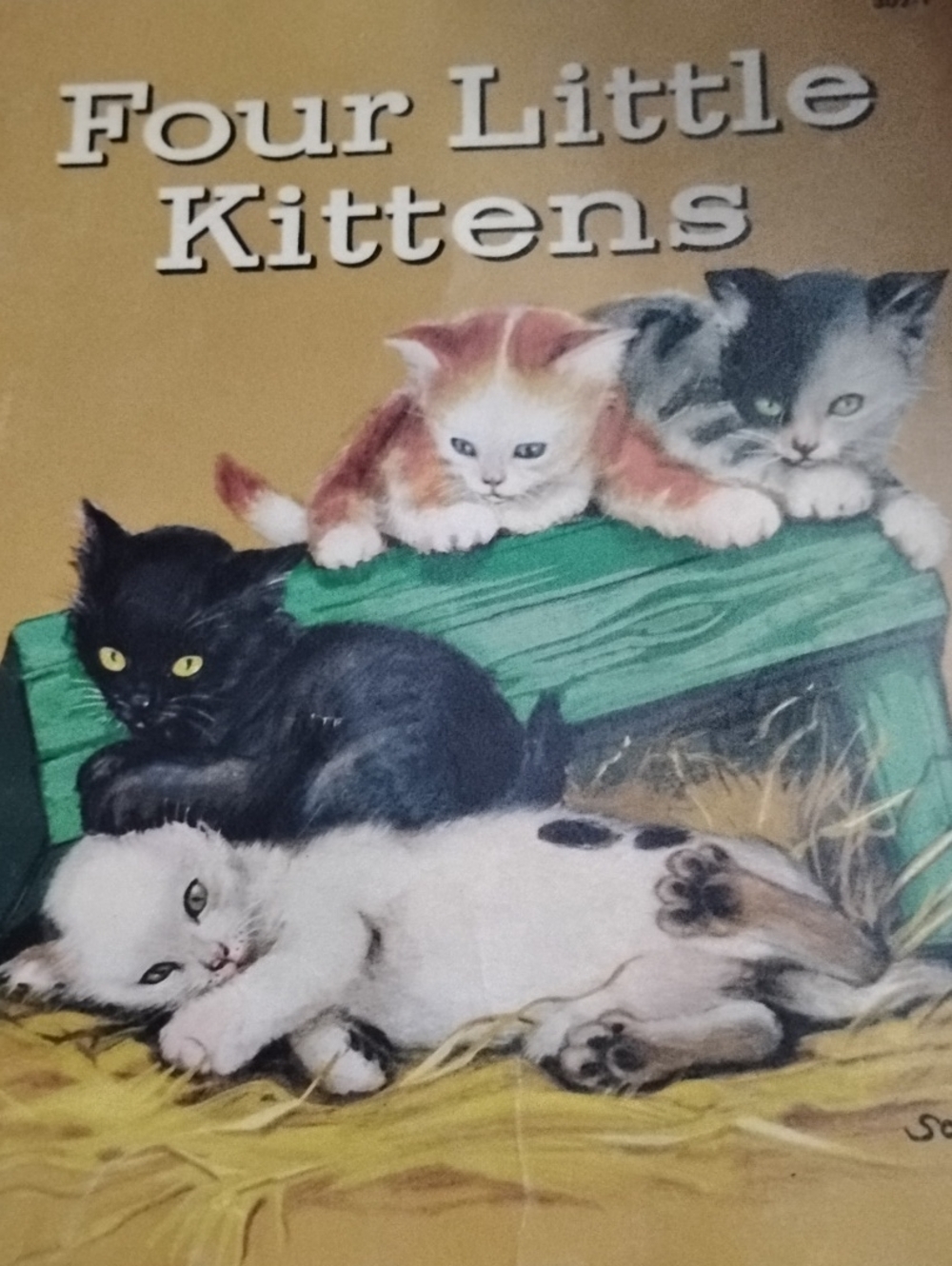 Kids Book - Four Little Kittens (Green, Black, White, Orange)
